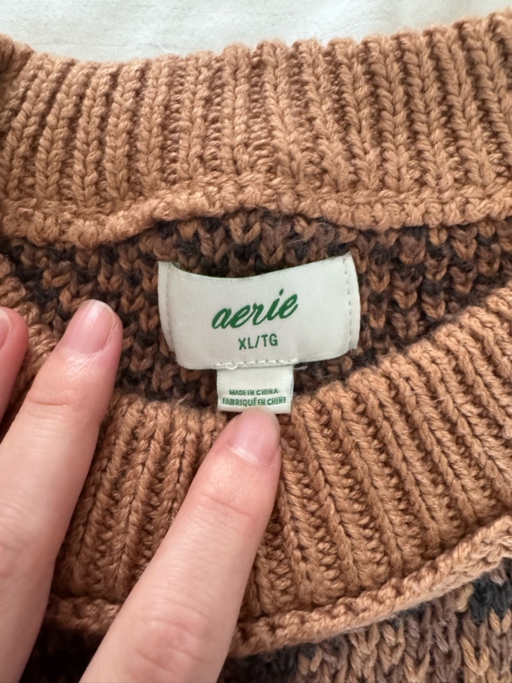 Aerie Dark Brown Leopard-Print Crewneck Sweater XL - Picture 4 of 4